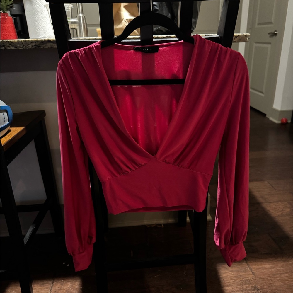 Hot pink deep v neck
